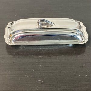 BRISTOL SILVER by POOLE Silver Plate Vintage Covered Butter Dish w Glass Insert